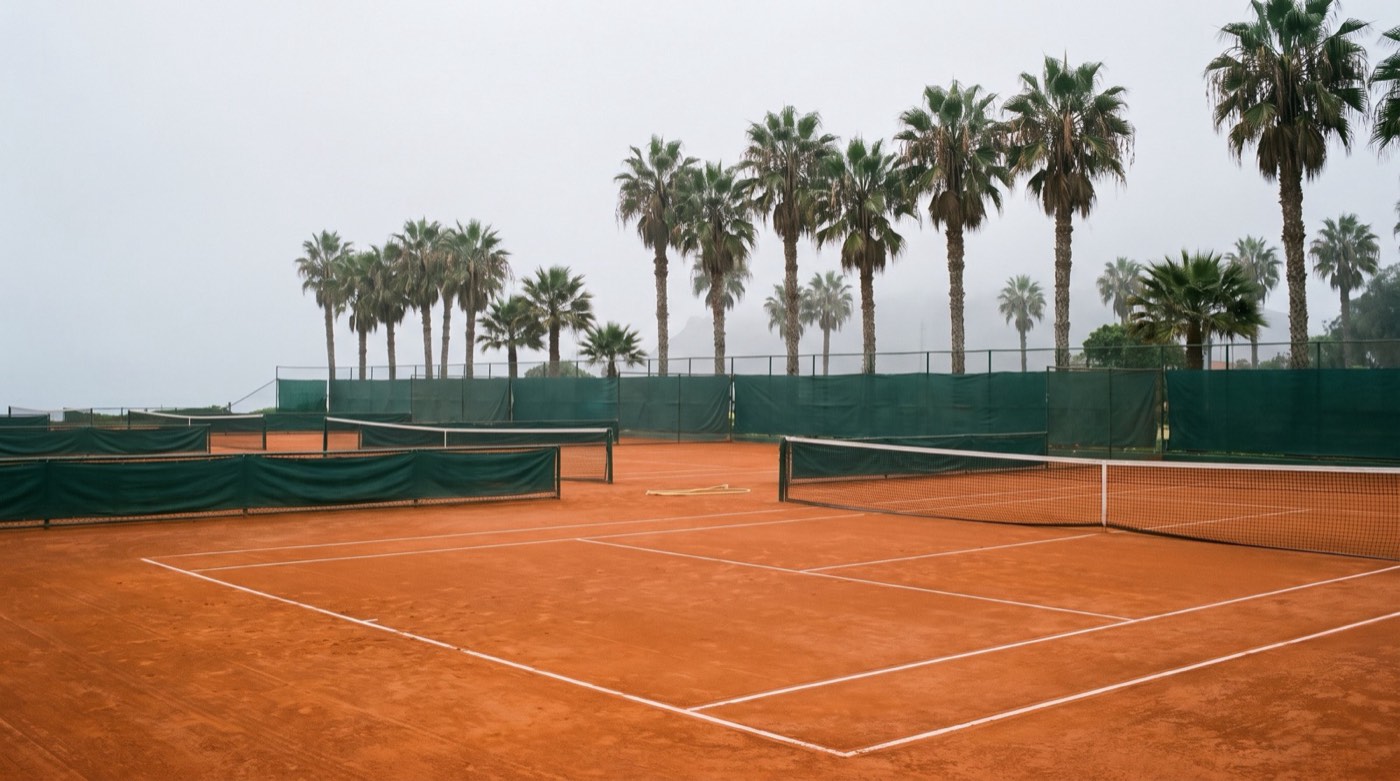 Canchas de arcilla del club entre palmeras